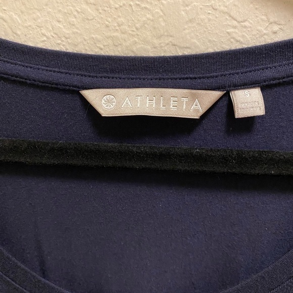 Athleta Navy Blue Side Gather T-Shirt Dress Size Small (Tiny Flaw) - Picture 4 of 10